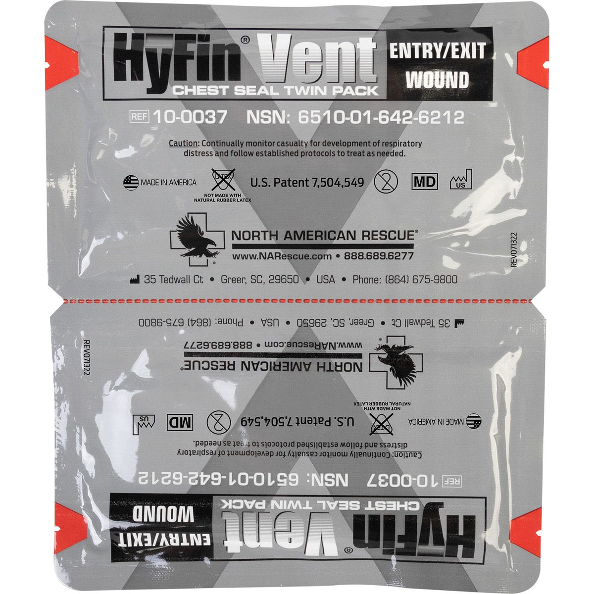 North American Rescue Chest Seal Dressing Hyfin Twin Pack
