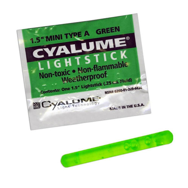 Cyalume 1.5" Green Mini ChemLights Case of 50