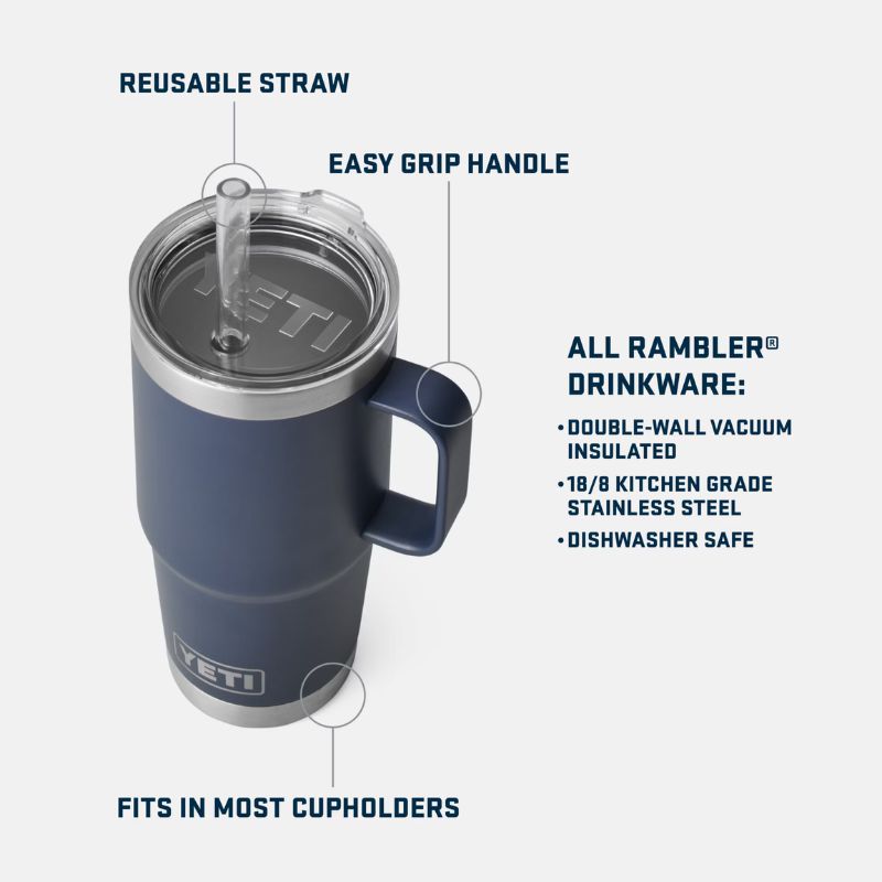 YETI RAMBLER 25 OZ MUG W/ STRAW LID | BIG WAVE BLUE