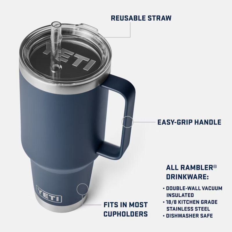 YETI RAMBLER 42 OZ Straw Cup Big Wave Blue
