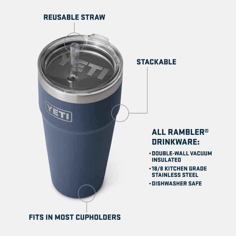 YETI RAMBLER 26 OZ STACKABLE CUP WITH STRAW LID