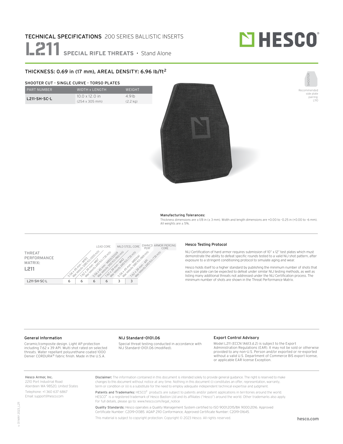 HESCO L211 Special Threat Plate