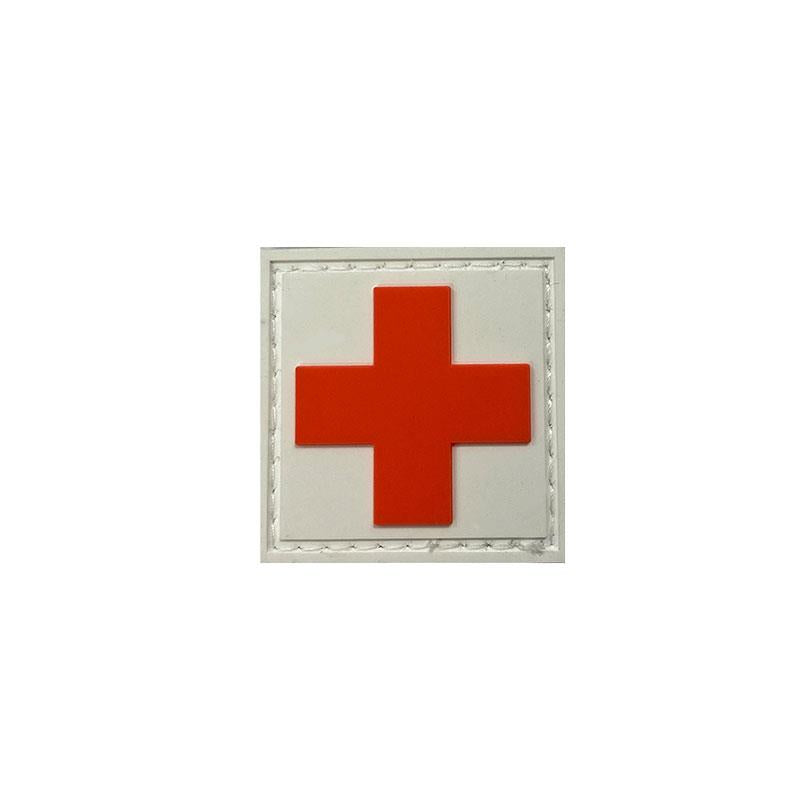 911 Supply Red Cross PVC Patch - White