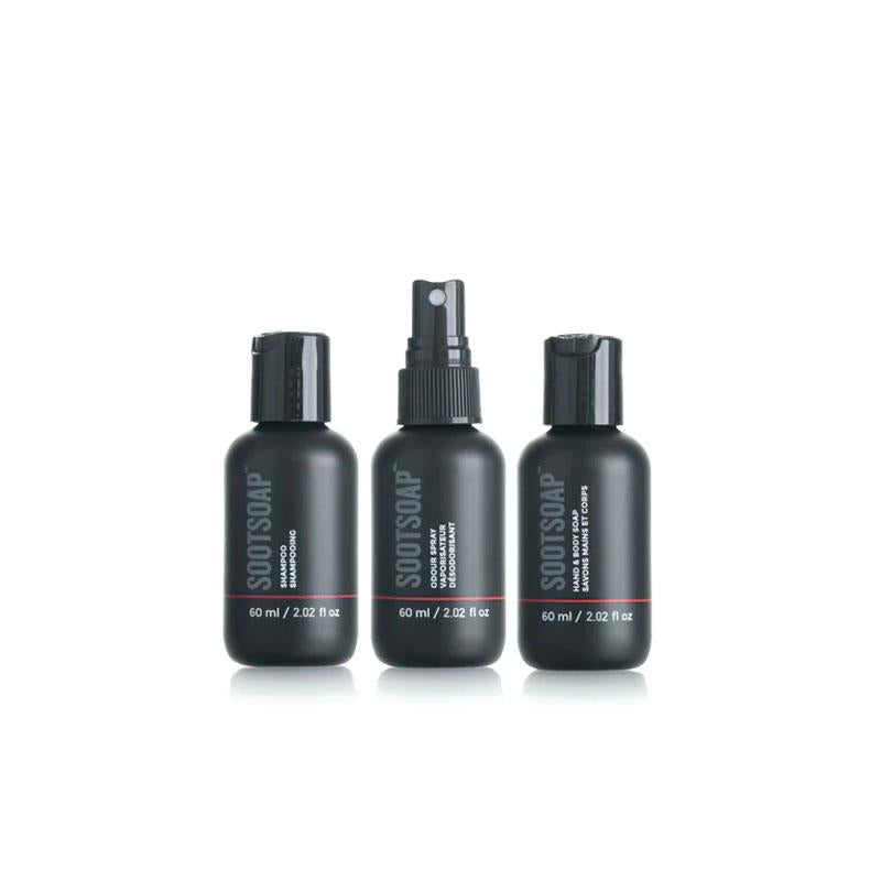 SOOTSOAP 3-PIECE CARRY KIT, Shampoo, Hand &amp; Body Soap and Odour Spray (60ml)