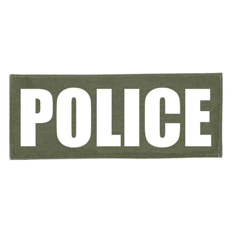 Highcom 4&quot;x8&quot; POLICE patch OD Green with White Letters