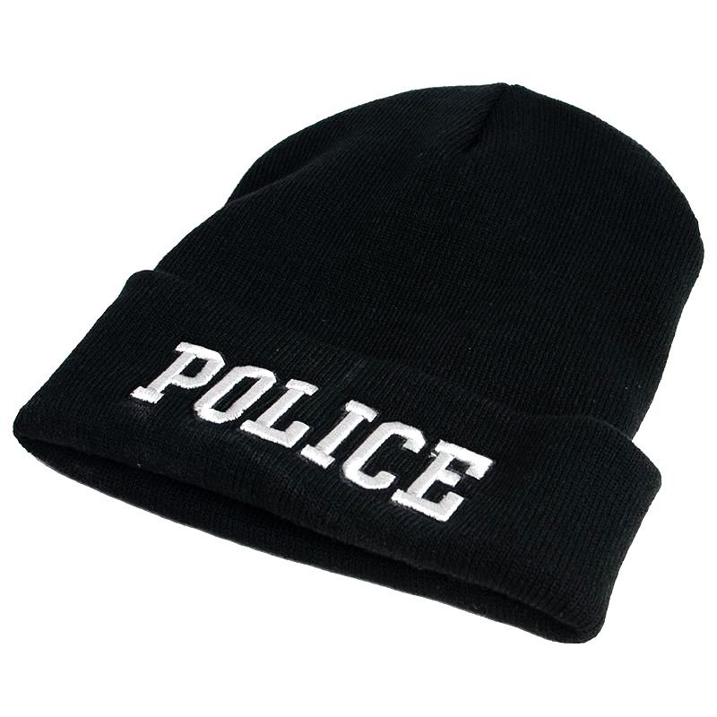 911 Folded Beanie Police Black with white lettering | 911supply.ca