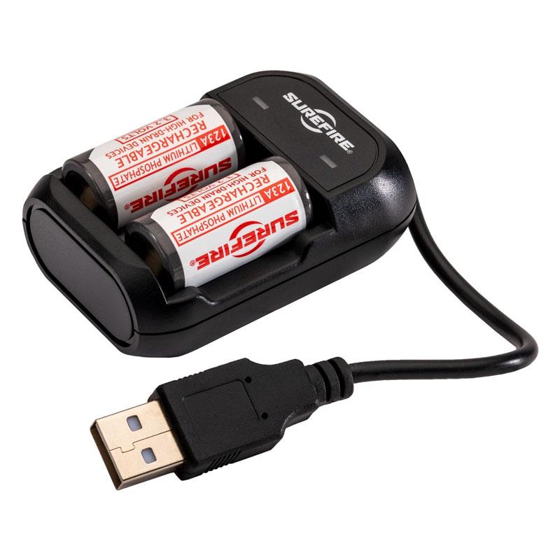 Surefire 123A Rechargeable Batteries (2-pack) with charger